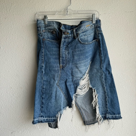 R13 Norbury blue denim distressed midi skirt - Picture 7 of 13